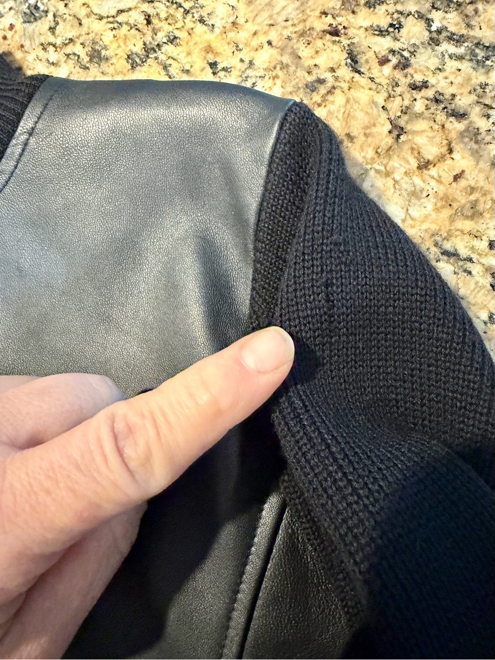 Vtg 90s Pendleton Full Zip Sweater Jacket Womens L Black Leather Merino Wool - Picture 13 of 15